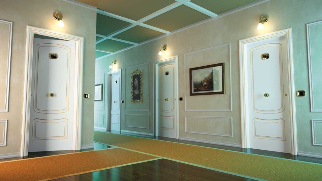 porte laccate o laminate per la casa: una porta con disegno geometrico moderno